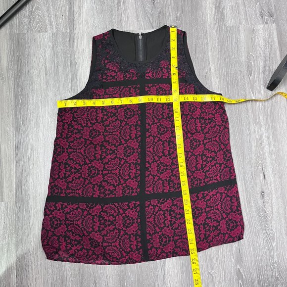 Adrianna Papell Red Black Patternpap Sleeveless Blouse S/M - Picture 9 of 9